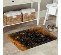 EAEQKOUC Tappeto 3d Arte Astratta Nero e Amp Chic Glitter dorato, zerbino antiscivolo per l'ingresso della cucina, tappetini per il balcone, tappetini per i piedi decorati natalizi