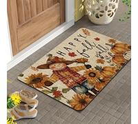 EAEQKOUC Tappeto 3d Autumn Farm Spaventapasseri con morbida flanella Happy Fall Y'all Design Country Style Country Style Pumpkin Pattern per la casa Decorazioni natalizie