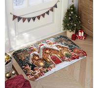 EAEQKOUC Tappeto 3d di Natale, scena di neve, tiepino, serbino festivo, caldo del soggiorno, invernale per la camera da letto, orazione domestica