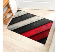 EAEQKOUC Tappeto 3d Flannel Sponge Thick - Red and Black Striped Kitchen Fl Mat, Floor Area Mat, Doormat for Entryway Kitchen Living Ro