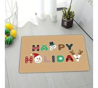 EAEQKOUC Tappeto 3d Tappetini antiscivolo Buone Feste: Design Festivo, Aggiunge Fascino, Gioia e Un Tocco di Spirito alle Decorazioni Natalizie