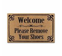 EAEQKOUC Tappeto 3d Zerbino di flanella per la porta d'ingresso Tappetino Benvenuto Per favore togliete le scarpe Decorati antiscivolo Zerbini natalizio