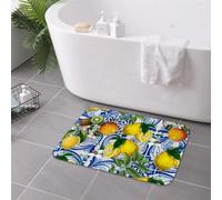 EAEQKOUC Tappeto antiscivolo in piastrelle blu limone su piastrella antiscivolo tappeto per ingresso cucina, tappetini per la camera da letto 3D-50x80cm