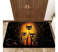 EAEQKOUC Zerbino antiscivolo 3d Starry Night Cats - Tappetino d'ingresso decorativo per la decorazione della casa, porta e soggiorno, resistente ed elegante-40x60cm