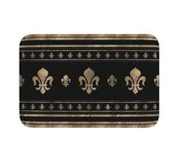 EAEQKOUC Zerbino d'ingresso di lusso Fleur De Lis nero e oro Tierbino interno in giglio Fleur-de-lys Giardino Tappeto d'ingresso garage Moquette 3D-40x60cm