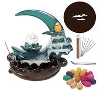 EAEVKPI Bruciatore D'incenso a Riflusso, Supporto per Bruciatore D'incenso a Cascata, con 100 coni d'incenso, 30 Bastoncini d'incenso, cascata d'incenso a riflusso lunare per la decorazione