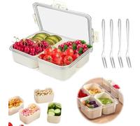EAEVKPI Scatola per conservare Snack, Vassoio da Portata Diviso Piatto con Coperchio Manico, Contenitore di Stoccaggio Trasparente 8 Scomparto Per Noci, Caramelle, Frutta Secca (1 Pack-4 Compartment)