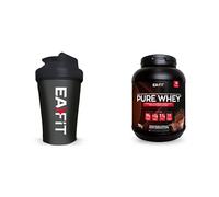 EAFIT Proteine in Polvere + Shaker Proteine Nero Transparente | Pure Whey Doppio Cioccolato 750 g + shaker nero transparente con miscelatore in acciaio