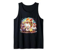 Eagerlys Colorful Pollo Arte Crazy Chicken Family Canotta
