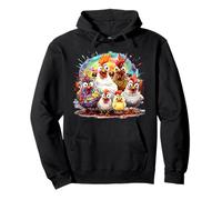 Eagerlys Colorful Pollo Arte Crazy Chicken Family Felpa con Cappuccio