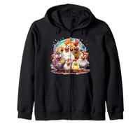 Eagerlys Colorful Pollo Arte Crazy Chicken Family Felpa con Cappuccio