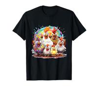 Eagerlys Colorful Pollo Arte Crazy Chicken Family Maglietta