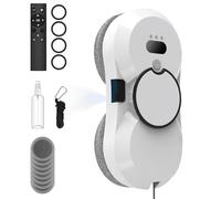 EagerMinds Robot pulitore di vetri, 5600PA Robot pulitore automatico di vetro, sistema di sicurezza, per tutte le superfici lisce, con 10 stracci, per tutte le superfici lisce (A)
