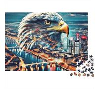Eagle 1000 Pezzi Puzzle per Adulti e Bambini Testa di Aquila su Città Illuminata Gioco Divertente e Impegnativo in Famiglia | Regalabile 70x50cm/1000pz