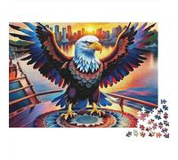 Eagle 1000 Pezzi Puzzle per Donne e Uomini Aquila su Piattaforma Circolare al Tramonto Puzzle Impossibile Difficile | Attività per Casa 38x26cm/1000pz