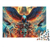 Eagle 1000 Pezzi Puzzle per Donne e Uomini Aquila su Teschi Fiammeggianti e Città Puzzle Impossibile Difficile | Attività per Casa 70x50cm/1000pz