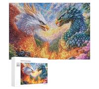 Eagle And Dragon at Dusk with Birds Puzzle 300 Pezzi Per Adolescenti 14+ Attività Dopo Scuola Sviluppo Logico Regalo Per Apprendimento 300 PCS