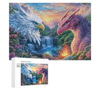Eagle And Dragon by River with Fire Puzzle 300 Pezzi Per Adolescenti 14+ Attività Dopo Scuola Sviluppo Logico Regalo Per Apprendimento 300 PCS