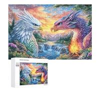 Eagle And Dragon by Waterfall with Stars Puzzle 1000 Pezzi Per Famiglia Attività Di Gruppo Cooperazione Familiare Regalo Per Riunione 1000 PCS