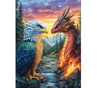Eagle And Dragon in Fiery Forest Puzzle 1000 Pezzi Rompicapo Per Ragazzi Gioco Educativo Sfida Intelligenza Creativa Idea Regalo Per Figlio A Natale 1000 PCS