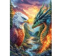 Eagle And Dragon in Fire Rompicapo 500 Pezzi Per Regalo Di Battesimo Cartone Spesso Per Bambini Mitos Cuento De Hadas Tema Baby Per Attività Educativa Con Confezione Regalo Da Passatempo 500 PCS