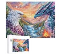 Eagle And Dragon with River And Sunset Puzzle 500 Pezzi Per Anziani Tempo Libero Indoor Allenamento Della Memoria Regalo Per Pensionamento 500 PCS