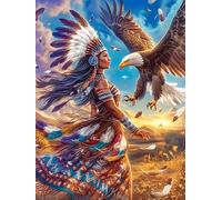 Eagle And Native American in A Sunset Scene Puzzle 500 Pezzi Rompicapo Per Tutte Le Occasioni Wildlife Pet Versatile E Divertente Rilassamento Garantito Regalo Per Compleanni E Feste 500 PCS