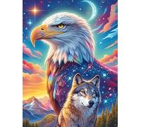 Eagle And Wolf Yin-Yang Art Under The Moon Puzzle 1000 Pezzi Rompicapo Per Team Building Wildlife Pet Cute Attività Di Gruppo Collaborazione E Divertimento Regalo Festa Aziendale 1000 PCS