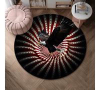 Eagle Area Tappeto, Patriottico Bold Stars Stripes Independence Day Rosso Bordo Antiscivolo Bordo Zerbino Tiro Tappeto Cerchio Bagno Ingresso Comodino Lavanderia Decorazione 12,2 x 10,2 cm