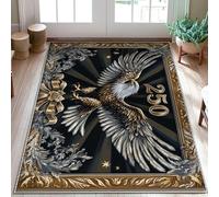 Eagle Area Tappeto, Patriottico classico fiocco stelle nessuno oro a pelo basso zerbino rettangolare tappeto tiro tappeto non spargimento bagno ingresso comodino porta decorazione 7,6 x 15,2 cm