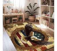 Eagle Area Tappeto, Patriottico rustico stelle strisce indipendenza rosso a pelo basso tappeto spugna resistente allo sbiadimento tappeto estetico per la casa per soggiorno, camera da letto, sotto il