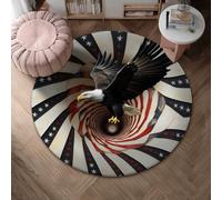 Eagle Area Tappeto, Patriottico Vintage Stars Stripes Independence Day Rosso Basso Pile Spugna Bordo Bordo Zerbino Tiro Tappeto Cerchio Bagno Porta Ingresso Comodino Decor 12 x 100 cm