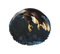 Eagle at Hunting - Cuffia da doccia per donne e uomini, grande, riutilizzabile, a doppio strato, impermeabile, con fascia elastica, per tutte le acconciature, adatta ai viaggi