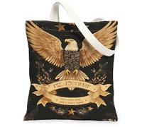 Eagle - Borsa tote in tela da donna, vintage, rustica, con stelle, senza oro, lavabile, riutilizzabile, piccola borsa tote idea per shopping, viaggi, ufficio, biblioteca, casual, 33 x 38 cm