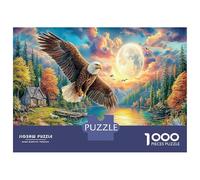 Eagle by Moonlit Lake 1000 Pezzi Puzzle Healing Illustration Puzzle Premium Cartone Robusto - DIY Divertimento Famiglia, Bella Decorazione, Regalo Compleanno Perfetto Per Bambini 38x26cm/1000pcs