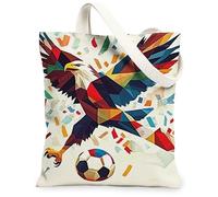 Eagle Canvas Tote Bag per le donne, dinamico sportivo pallone da calcio forme colorate nessuno rosso lavabile riutilizzabile mercato Tote Idee Fo, Rosso, 13x15 Inch