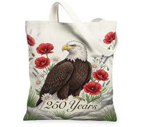 Eagle Canvas Tote Bag per le donne, natura floreale papavero crisantemo nessuno rosso lavabile riutilizzabile mercato tote bag idee per Sho, Rosso, 13x15 Inch