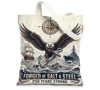 Eagle Canvas Tote Bag per le donne, nautico vintage ancore nave estate blu navy lavabile riutilizzabile grafica Tote Bag Idee per Sho, Navy, 13x15 Inch