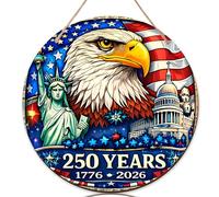 Eagle Cartello di benvenuto per porta d'ingresso, statua festiva patriottica del Campidoglio edificio Giorno dell'Indipendenza in legno rosso Portico Cartello di benvenuto per la decorazione della