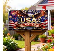 Eagle - Coperture magnetiche per cassetta delle lettere, motivo patriottico, con bandiera dei fuochi d'artificio per celebrazioni, decorazione per esterni e cortile, 45,7 x 53,7 cm