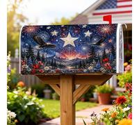 Eagle - Coperture magnetiche per cassetta delle lettere, motivo patriottico con stelle pirotecniche e fuochi d'artificio Giorno dell'Indipendenza, decorazione per giardino e patio, 45 x 53 cm
