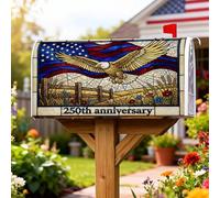 Eagle Coperture magnetiche per cassetta postale, bandiera patriottica rustica, copertura per cassetta postale per festa dell'indipendenza rossa per decorazione cortile 53 x 64 cm