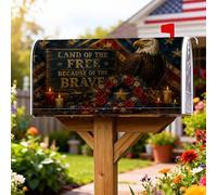 Eagle - Coperture magnetiche per cassetta postale, con candele rustiche patriottiche, per il giorno dell'indipendenza, copertura rossa per cassetta postale per giardino, cortile, 53 x 64 cm