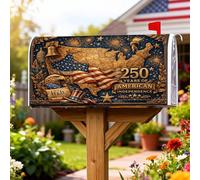 Eagle - Coperture magnetiche per cassetta postale, motivo mappa patriottica rustica con stelle, giorno dell'indipendenza, copertura rossa per decorazione della porta d'ingresso, 53 x 64 cm