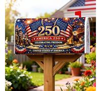 Eagle - Coperture magnetiche per cassetta postale, motivo patriottico, con bandiera celebrativa e fuochi d'artificio, giorno dell'indipendenza, colore rosso, decorazione per porta d'ingresso, 45,7 x