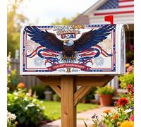 Eagle - Coperture magnetiche per cassetta postale, motivo patriottico festivo, con fiocchi di fuochi d'artificio per il giorno dell'indipendenza, copertura rossa per cassetta postale per esterni, 53 x