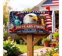 Eagle Coperture magnetiche per cassetta postale, statua festiva patriottica della campana del giorno dell'indipendenza rossa per le vacanze per la decorazione da giardino all'aperto 53 x 64 cm