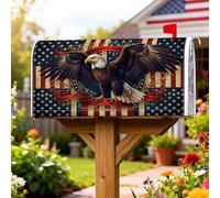 Eagle - Coperture magnetiche per cassetta postale, stile patriottico, vintage, a strisce, per il giorno dell'indipendenza, decorazioni per cassette postali rosse per la decorazione del prato, 53 x 64