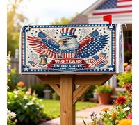 Eagle - Coperture magnetiche per cassetta postale, stile patriottico vintage, motivo a stelle e strisce, colore rosso, per decorazione del prato, 45,7 x 53,3 cm