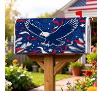 Eagle - Coperture magnetiche per cassette postali, motivo patriottico festivo, stelle e strisce, blu, decorazioni per cassette postali per esterni, 45 x 53 cm